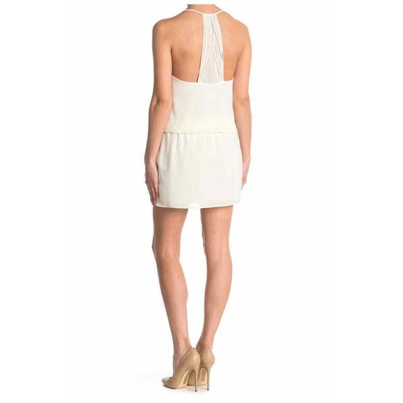 NWT Womens Size Medium Haute Hippie Swan White Mirage Micro Mini V-Neck Dress - Picture 2 of 3